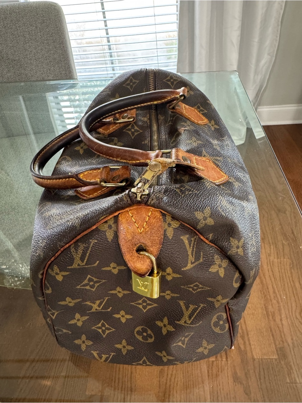 Louis Vuitton Brown Monogram Canvas Satchel with Gold Hardware